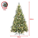 Christabelle 2m Pre Lit LED Christmas Tree Decor with Pine Cones Xmas Decorations