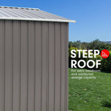 Wallaroo Garden Shed Spire Roof 6ft x 8ft Outdoor Storage Shelter - Grey