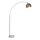 Sarantino Arc Floor Lamp Antique Brass Finish with Marble Base