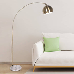 Sarantino Arc Floor Lamp Antique Brass Finish with Marble Base