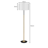 Sarantino Metal Floor Lamp Brushed Brass Finish with White Shade