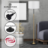 Sarantino Metal Floor Lamp Brushed Brass Finish with White Shade