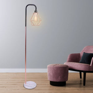 Sarantino Rose Gold Floor Lamp with Geometric Shade