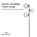 Sarantino 3-Light Black Metal Floor Lamp