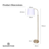 Sarantino Metal Floor Lamp Brass Finish Adjustable Height