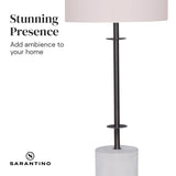 Sarantino Concrete & Metal Table Lamp with Off-White Linen Shade