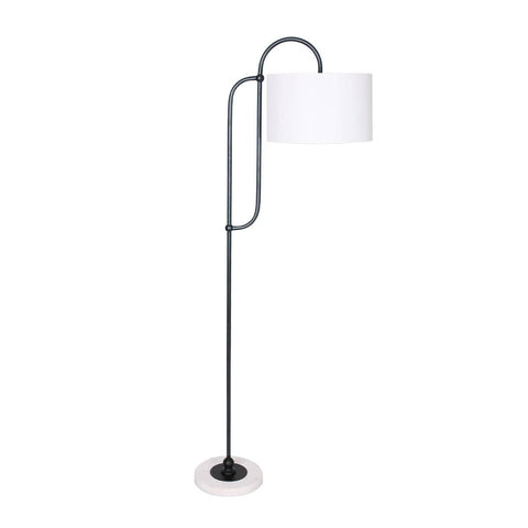 Sarantino Metal Floor Lamp with Marble Base & Off-White Shade