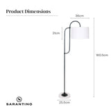 Sarantino Metal Floor Lamp with Marble Base & Off-White Shade