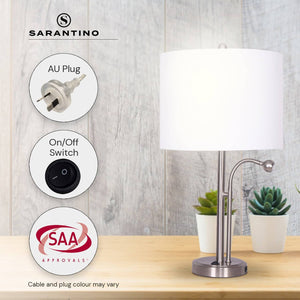 Sarantino 2-in-1 Table Lamp with LED Reading Light