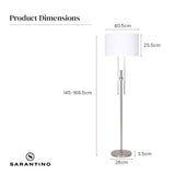 Sarantino Brushed Nickel Height-Adjustable Metal Floor Lamp