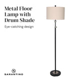 Sarantino Metal Floor Lamp with Cream Drum Shade