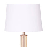 Sarantino Rattan Floor Lamp With Off-White Linen Shade by Sarantino