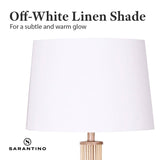 Sarantino Rattan Floor Lamp With Off-White Linen Shade by Sarantino