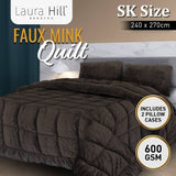 Laura Hill Faux Mink Comforter Quilt Doona Duvet 600GSM - Super King