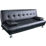 Sarantino Manhattan Sofa Bed Faux Leather Lounge Couch Futon Furniture Suite - Black