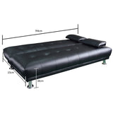 Sarantino Manhattan Sofa Bed Faux Leather Lounge Couch Futon Furniture Suite - Black