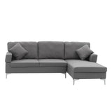 Sarantino 3 Seater Linen Sofa Lounge Left Side Chaise Couch Furniture Dark Grey L-shaped