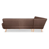 Sarantino Faux Linen Corner Wooden Sofa Lounge L-shaped Futon with Chaise - Brown