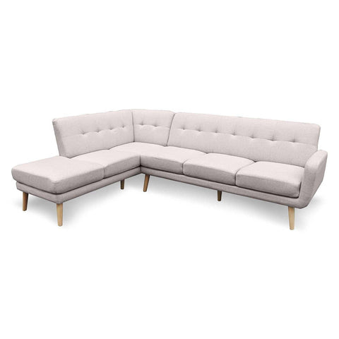 Sarantino Faux Linen Corner Sofa Lounge L-shaped Chaise Light Grey