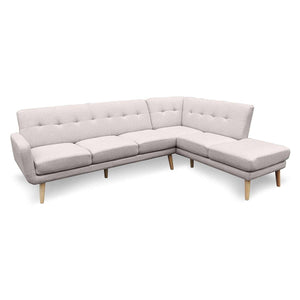 Sarantino Faux Linen Corner Sofa Lounge L-shaped Chaise Light Grey