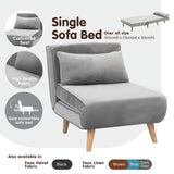 Sarantino Adjustable Chair Single Sofa Bed Faux Velvet - Light Grey