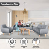 Sarantino 6-Seater Linen Sofa Set Couch Futon - Light Grey