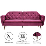 Sarantino Faux Velvet Tufted Sofa Bed Couch Futon - Burgundy