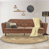 Sarantino Faux Velvet Tufted Sofa Bed Couch Futon - Brown