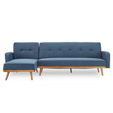 Sarantino 3-Seater Corner Sofa Bed with Chaise Lounge - Blue