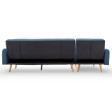 Sarantino 3-Seater Corner Sofa Bed with Chaise Lounge - Blue