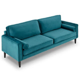 Sarantino Faux Velvet Sofa Bed Couch Furniture Lounge Suite Seat Blue