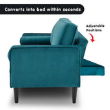 Sarantino Faux Velvet Sofa Bed Couch Furniture Lounge Suite Seat Blue