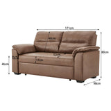 Sarantino Distressed Fabric Sofa Bed Couch Lounge - Brown