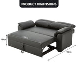 Sarantino Faux Leather Sofa Bed Couch Lounge - Black