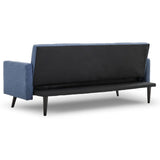 Sarantino Tufted Faux Linen 3-Seater Sofa Bed with Armrests - Blue