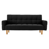 Sarantino 3-Seater Fabric Sofa Bed Futon - Black