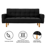 Sarantino 3-Seater Fabric Sofa Bed Futon - Black