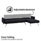 Sarantino  Mia 3-Seater Sofa Bed with Chaise & 3 Pillows - Black