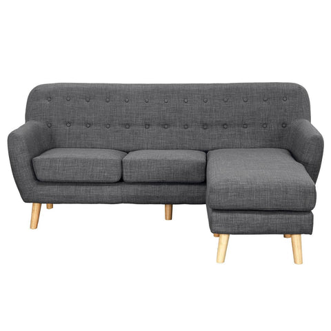 Sarantino Linen Corner Sofa Couch Lounge L-shaped with Chaise - Dark Grey