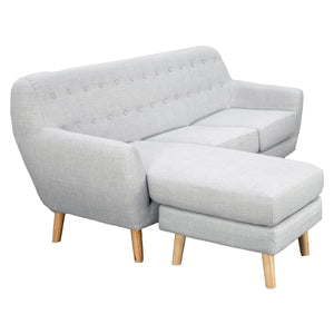 Sarantino Linen Corner Sofa Lounge L-shaped w/ Chaise Light Grey