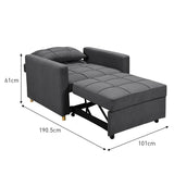 Sarantino Suri 3-in-1 Convertible Lounge Chair Bed - Dark Grey