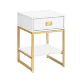 Sarantino Alessia Bedside Table In White/gold