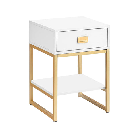 Sarantino Alessia Bedside Table In White/gold