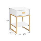 Sarantino Alessia Bedside Table In White/gold