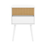 Sarantino Clio Bedside Table Night Stand - White/natural