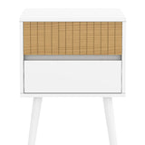 Sarantino Clio Bedside Table Night Stand - White/natural