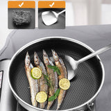 316 Stainless Steel Frying Pan Non-Stick Cooking Frypan Cookware 32cm Honeycomb Single Sided without lid