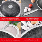 34cm Stainless Steel Non-Stick Stir Fry Cooking Kitchen Honeycomb Wok Pan with Lid