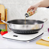 304 Stainless Steel 38cm Non-Stick Stir Fry Cooking Kitchen Wok Pan with Lid Honeycomb Double Sided