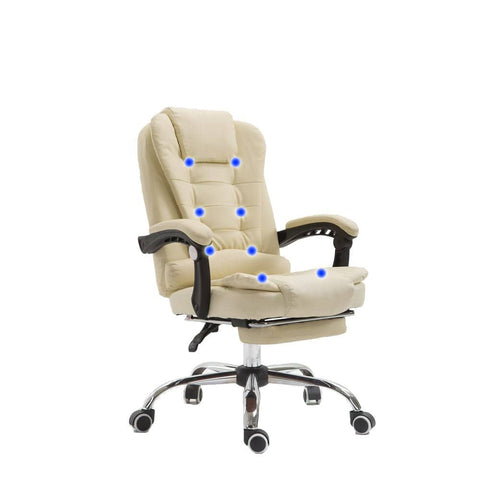 8 Point Massage Chair Executive Office Computer Seat Footrest Recliner Pu Leather Beige